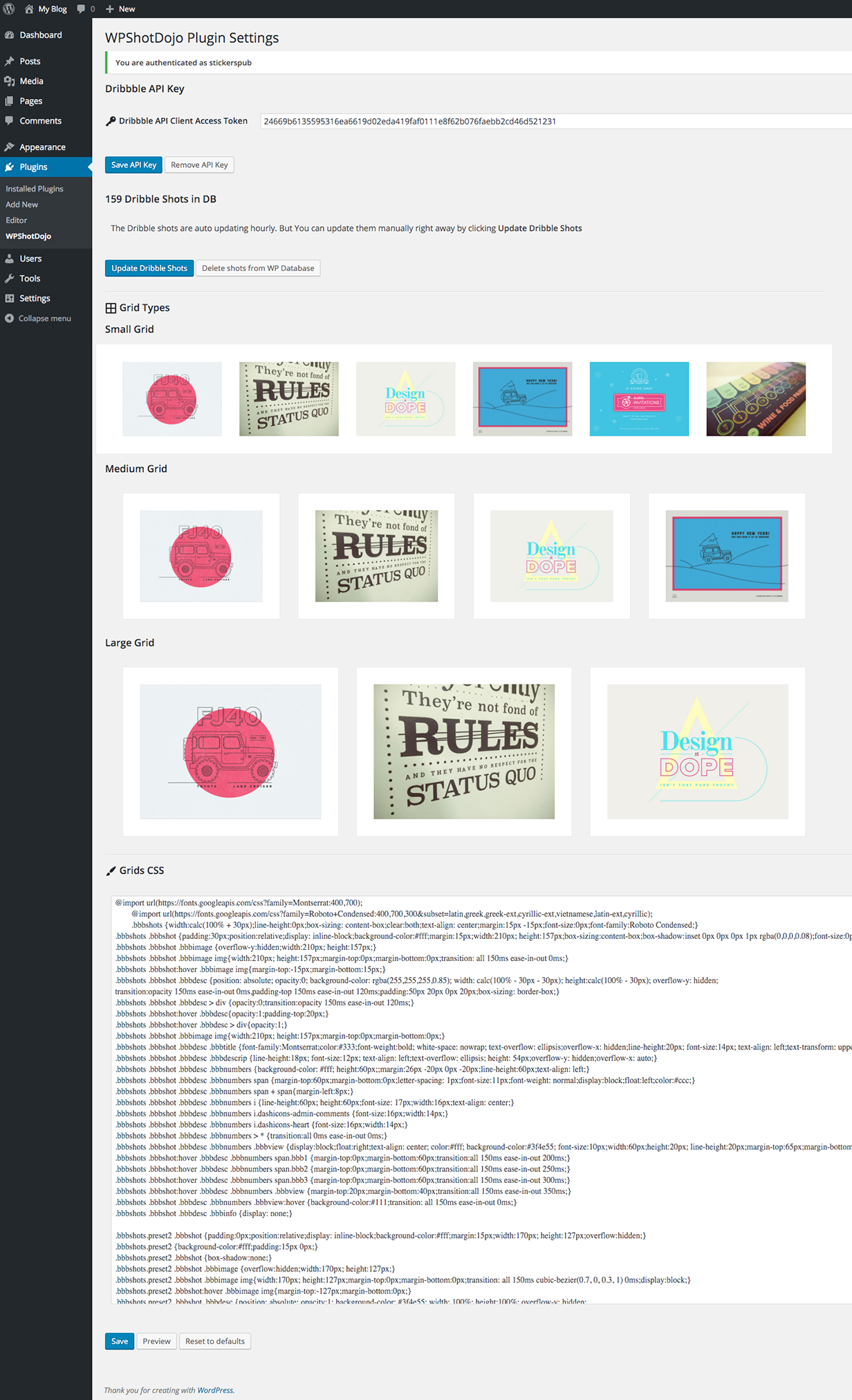 WPSHOTSDOJO - Plugin do Portofolio WordPress de Dribbble Shots - 8